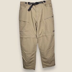 The North Face Convertible Hiking Pants Men XL Beige Nylon Zip Off Outdoor Belt